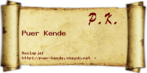 Puer Kende névjegykártya